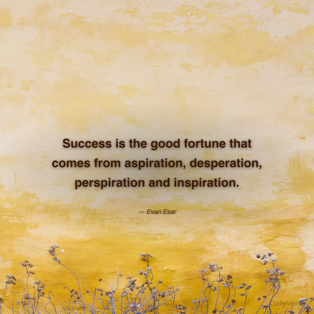 "Success is the good fortune that comes from aspiration, desperation, perspiration and inspiration." — Evan Esar