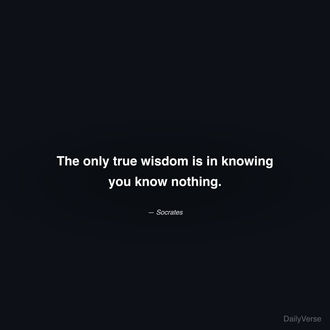 "The only true wisdom is in knowing you know nothing." — Socrates