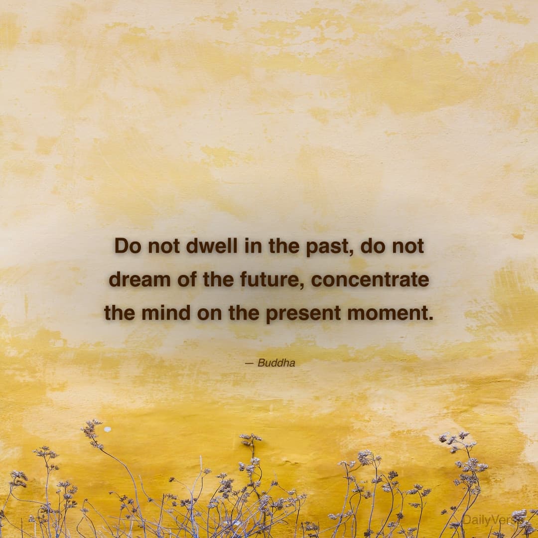 "Do not dwell in the past, do not dream of the future, concentrate the mind on the present moment." — Buddha