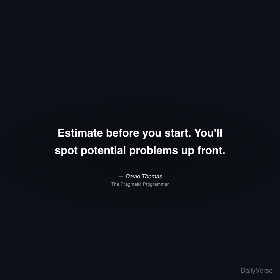 "Estimate before you start. You'll spot potential problems up front." — David Thomas