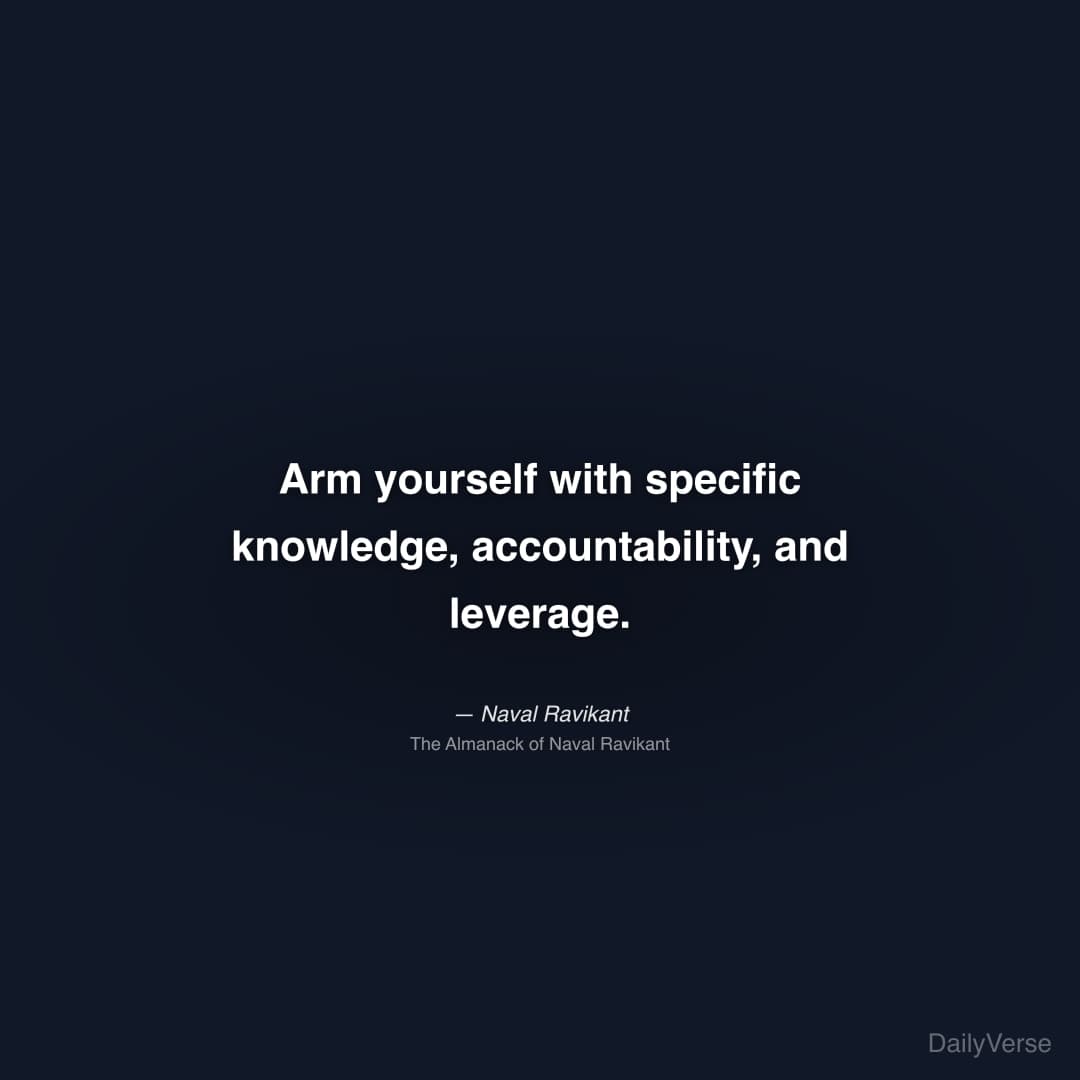"Arm yourself with specific knowledge, accountability, and leverage." — Naval Ravikant